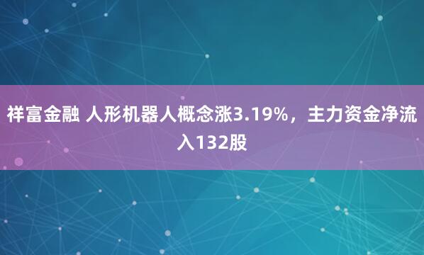 祥富金融 人形机器人概念涨3.19%,主力资金净流入132股